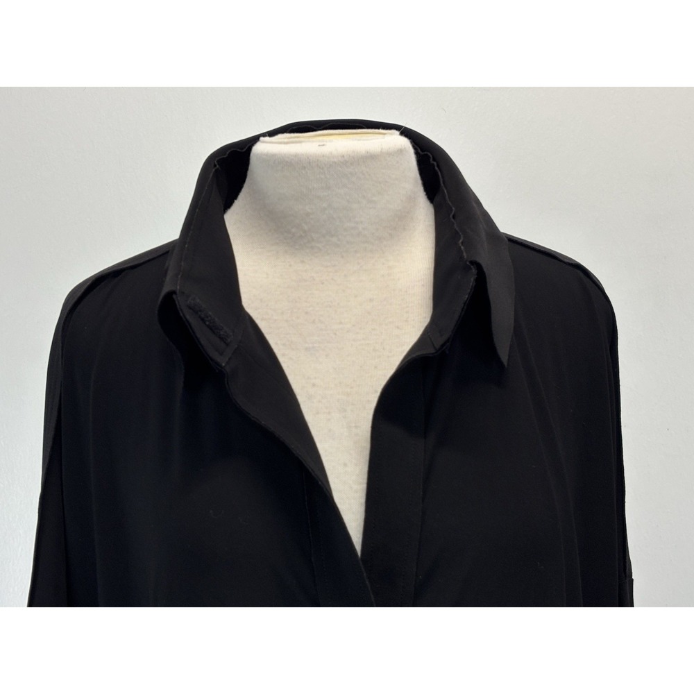 Norma Kamali Box Shirt Dress Swim Cover Sz Large Women's Black Draped Minimalist - Picture 5 of 7